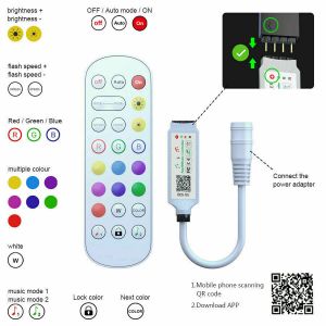 LÉ Shop Electronics  65ft LED Strip Lights 5050 RGB Bluetooth Color Change Remote Kit